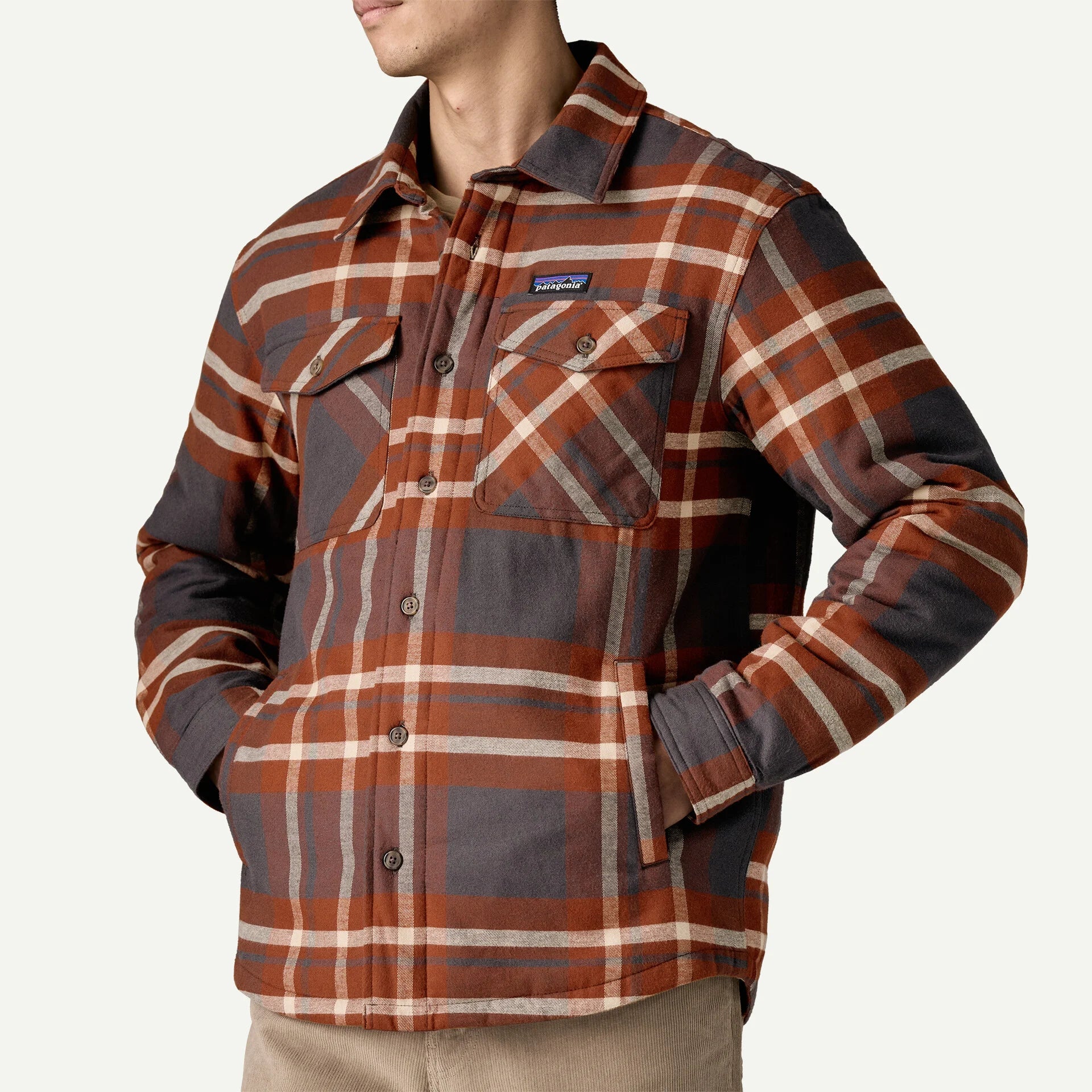 Patagonia Men's Lightweight Insulated Fjord Flannel Shirt | Hemd ahore ink black gefüttert kariert Auf und Davon Outdoor Equipment