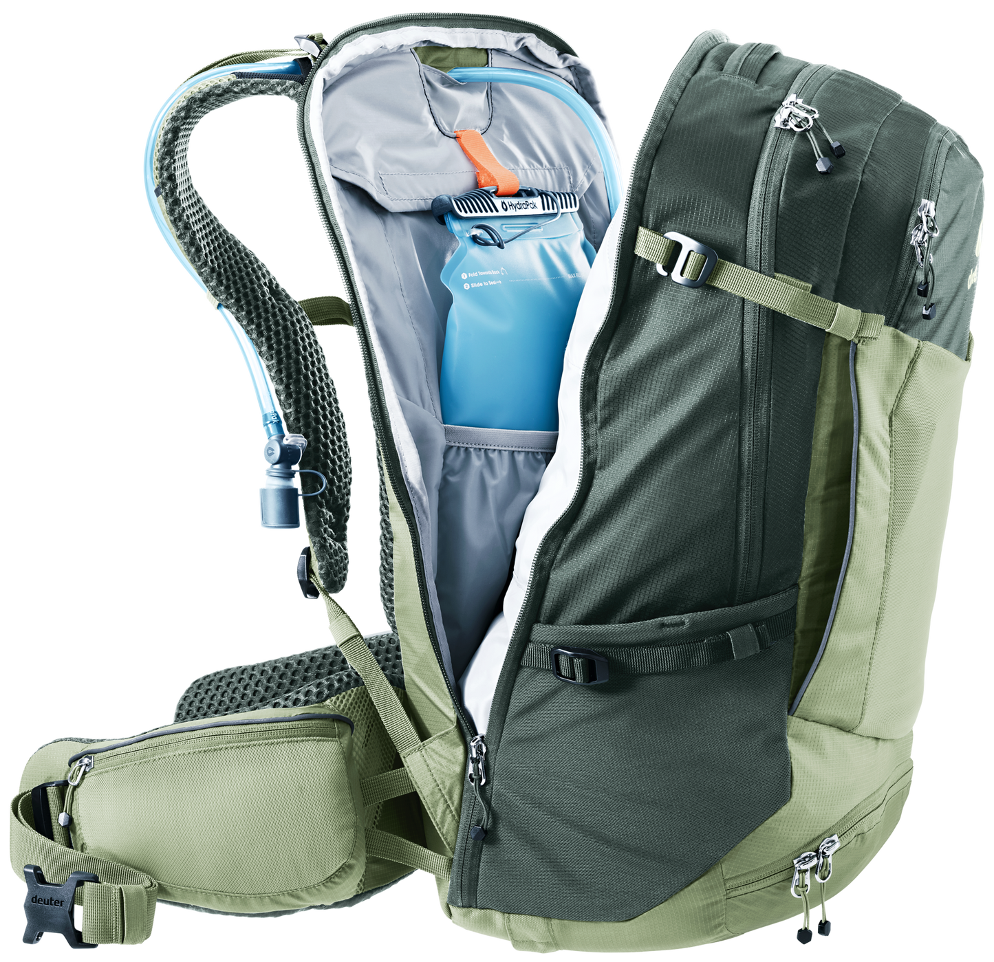 deuter Trans Alpine Pro 28 Fahrradrucksack grove-ivy MTB Rucksack Auf und Davon Outdoor Equipment