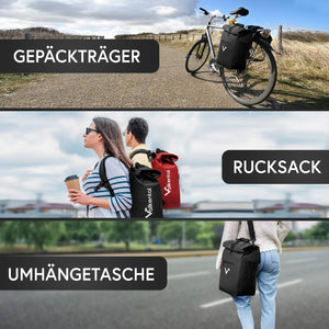 valkental ValkOne 3in1 Fahrradtasche 18L schwarz Fahrradtasche Fahrradrucksack Auf und Davon Outdoor Equipment