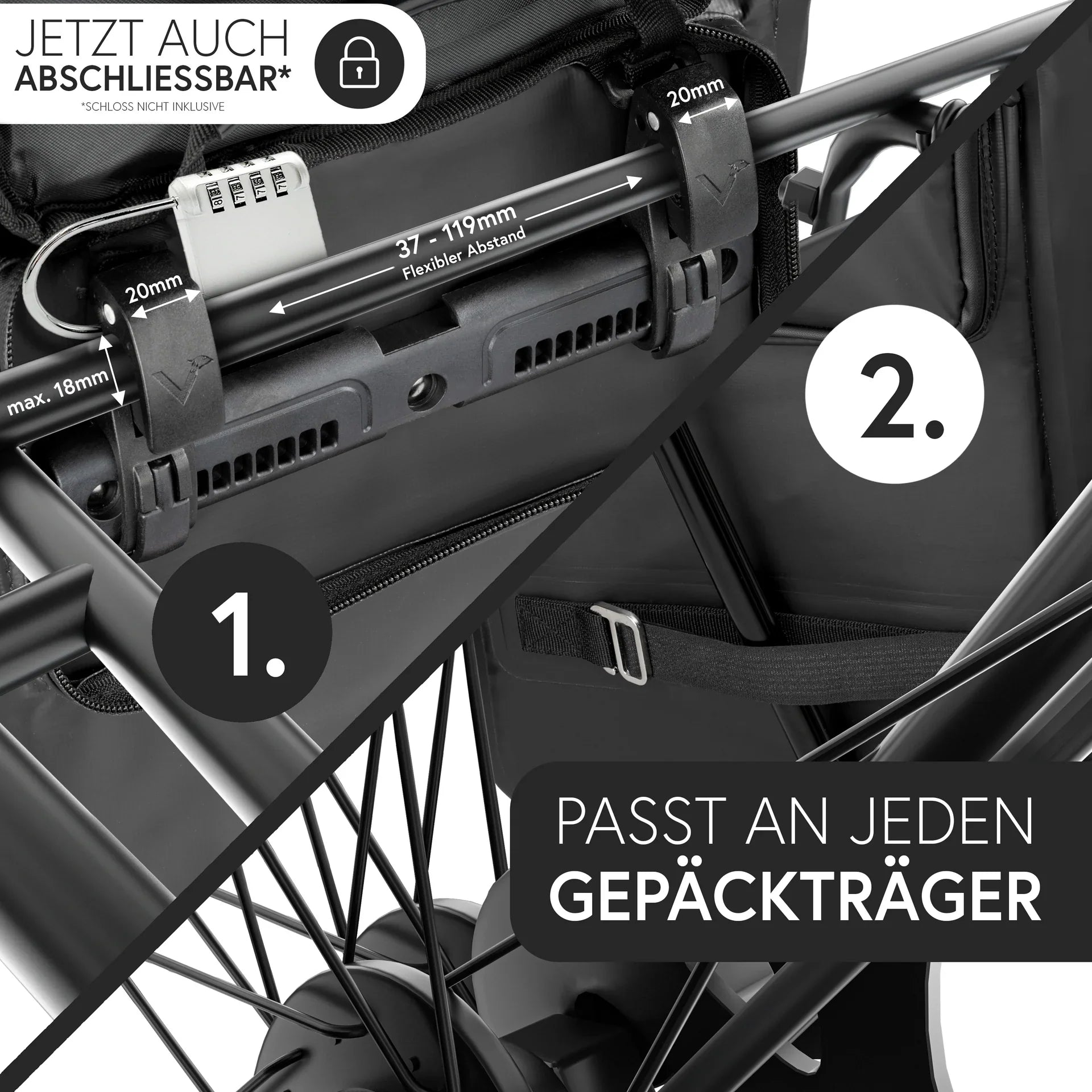 valkental ValkOne 3in1 Fahrradtasche 18L schwarz Fahrradtasche Fahrradrucksack Auf und Davon Outdoor Equipment