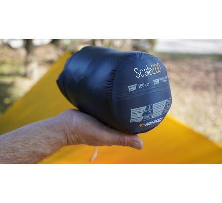 warmpeace Scale 200 180cm | Schlafsack foggy blue/black Sommerschlafsack Daunenschlafsack Mumienschlafsack Daune Auf und Davon Outdoor Equipment